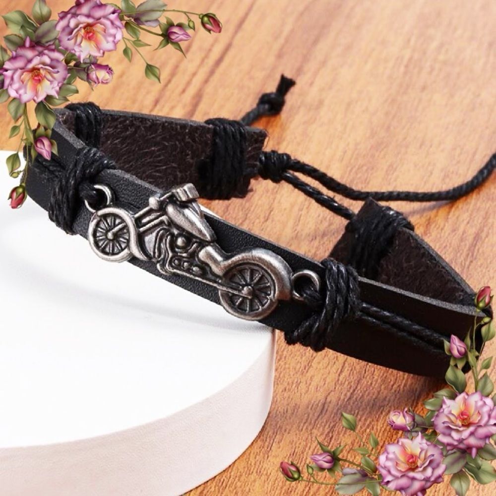 Motorcycle Decor fake‎ leather Bracelet